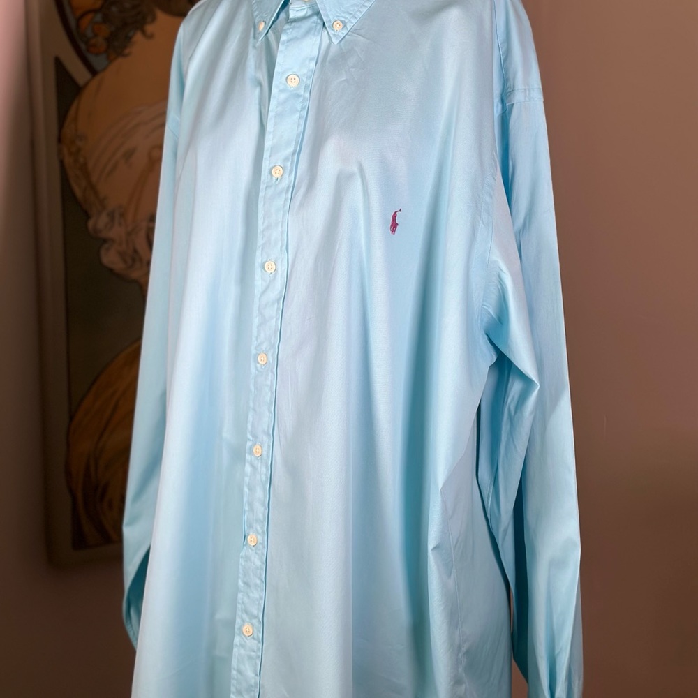 POLO RALPH LAUREN Long Sleeve Dress Shirt‎ with Purple Embroidered Polo